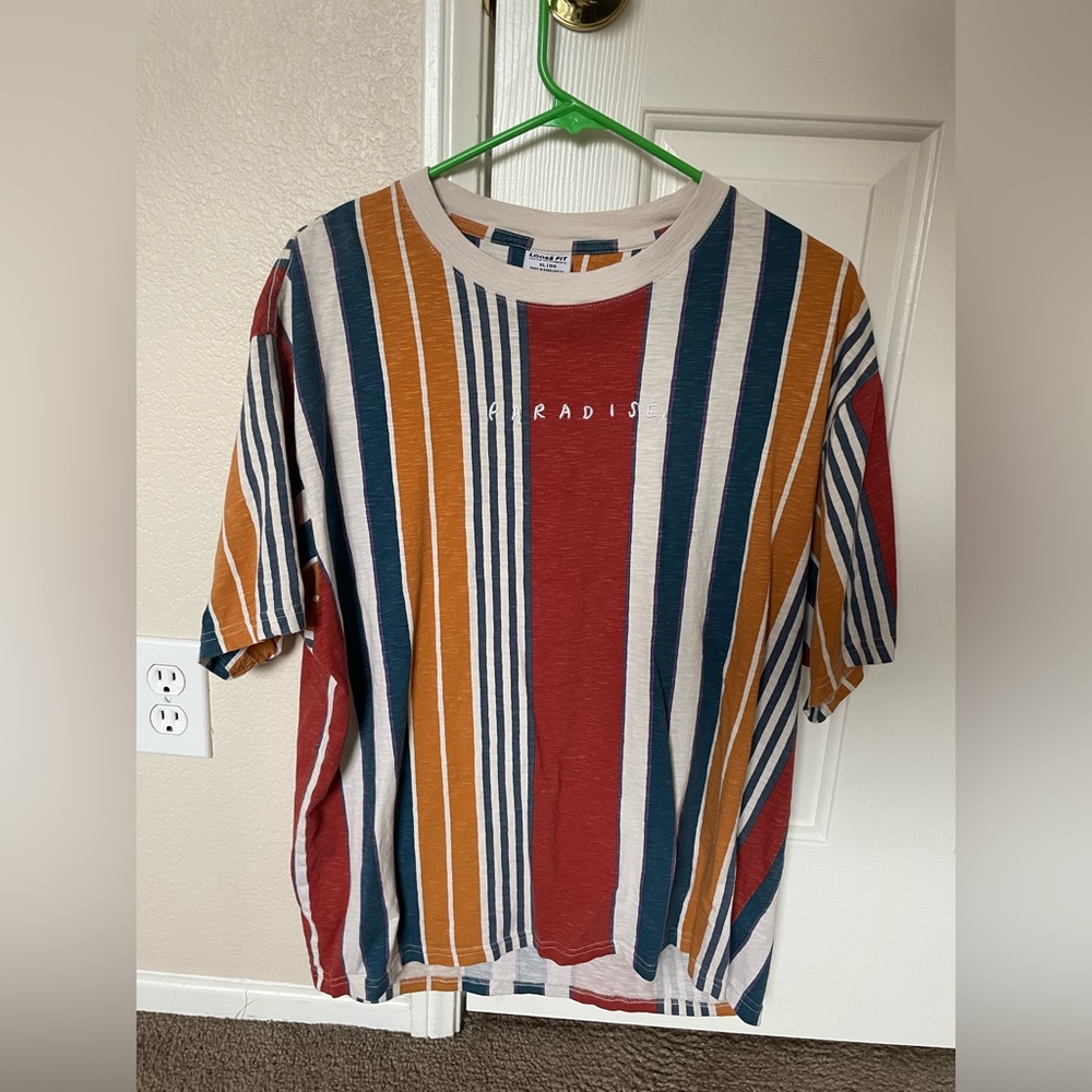 Cotton On Mens Downtown T Shirt Bruschetta Red Stripe Paradise Loose Fit Size XL